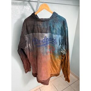 Lull Vintage Custom Hand Dyed LA Dodgers 22 Button Down Shirt Mens Blue Orange